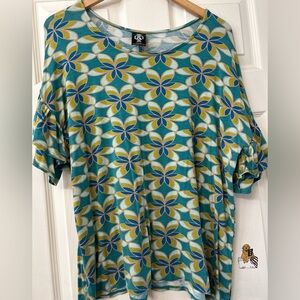 Agnes and Dora XL Top Frill Sleeve Lilac Purple Roses Shirt Blouse Tunic